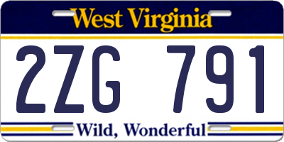 WV license plate 2ZG791