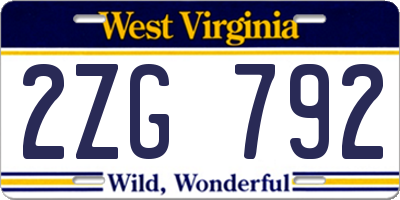 WV license plate 2ZG792