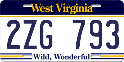 WV license plate 2ZG793