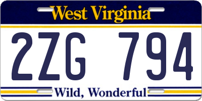 WV license plate 2ZG794