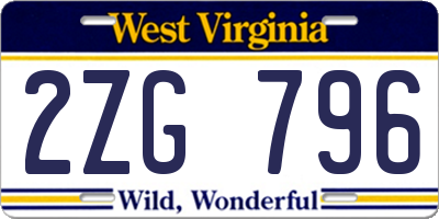 WV license plate 2ZG796