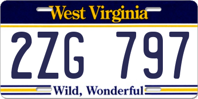 WV license plate 2ZG797