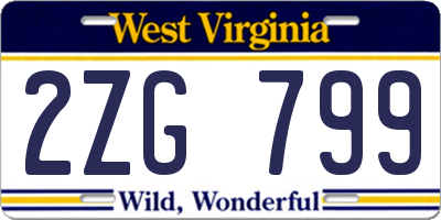 WV license plate 2ZG799