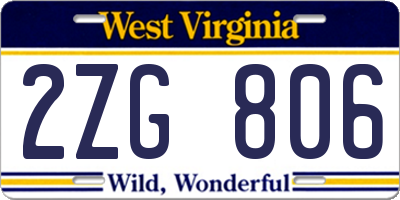 WV license plate 2ZG806