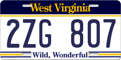 WV license plate 2ZG807