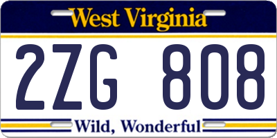 WV license plate 2ZG808