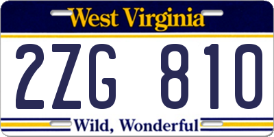 WV license plate 2ZG810