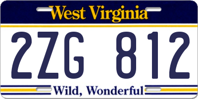 WV license plate 2ZG812