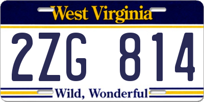 WV license plate 2ZG814