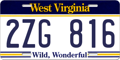 WV license plate 2ZG816