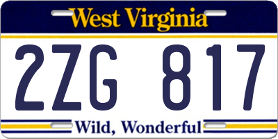 WV license plate 2ZG817
