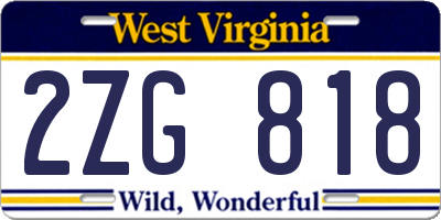 WV license plate 2ZG818