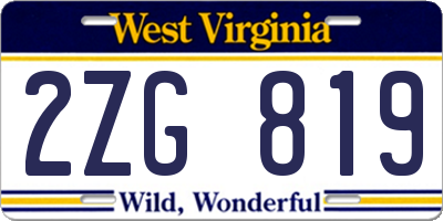 WV license plate 2ZG819