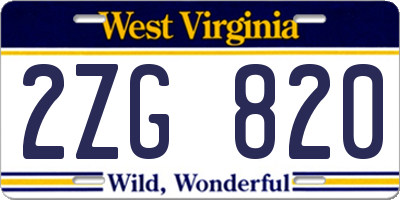 WV license plate 2ZG820