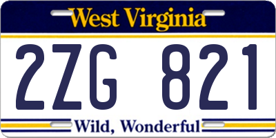 WV license plate 2ZG821