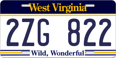 WV license plate 2ZG822