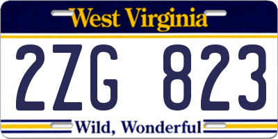WV license plate 2ZG823
