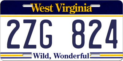 WV license plate 2ZG824