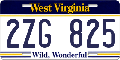 WV license plate 2ZG825