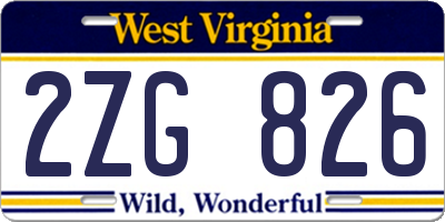 WV license plate 2ZG826