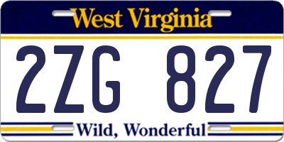 WV license plate 2ZG827