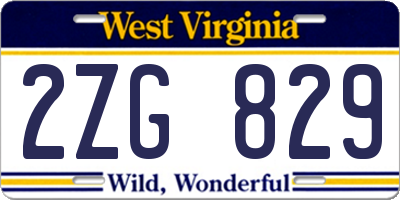 WV license plate 2ZG829