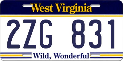 WV license plate 2ZG831
