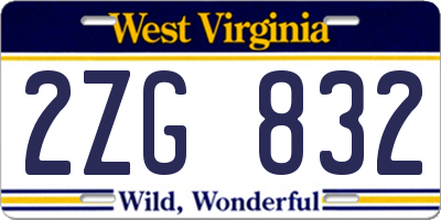 WV license plate 2ZG832