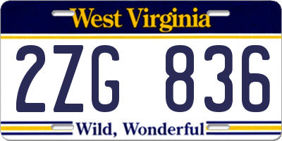 WV license plate 2ZG836