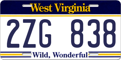 WV license plate 2ZG838