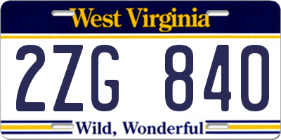 WV license plate 2ZG840