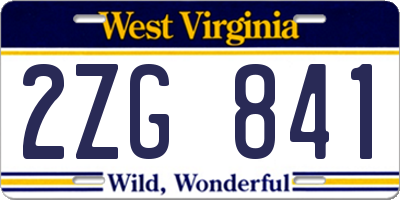 WV license plate 2ZG841