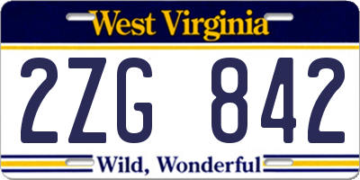 WV license plate 2ZG842