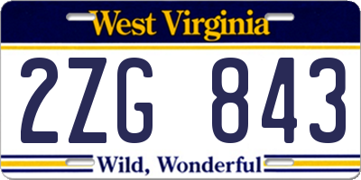 WV license plate 2ZG843