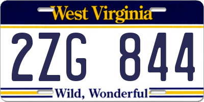 WV license plate 2ZG844