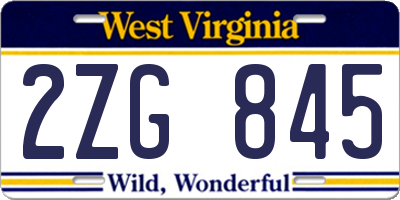WV license plate 2ZG845