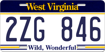 WV license plate 2ZG846