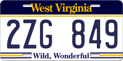 WV license plate 2ZG849