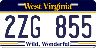 WV license plate 2ZG855