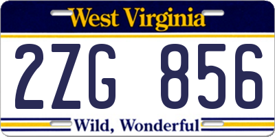 WV license plate 2ZG856