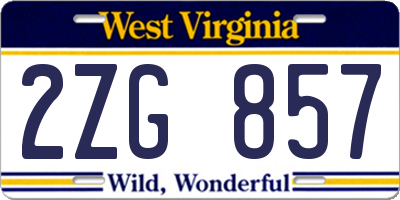 WV license plate 2ZG857