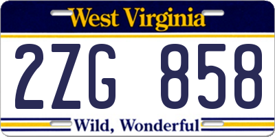WV license plate 2ZG858