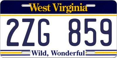 WV license plate 2ZG859