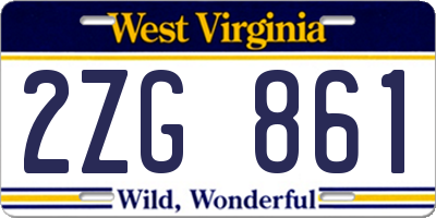 WV license plate 2ZG861