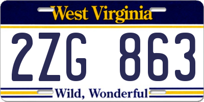 WV license plate 2ZG863