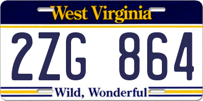 WV license plate 2ZG864