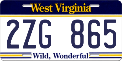 WV license plate 2ZG865