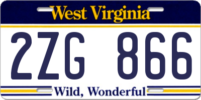 WV license plate 2ZG866
