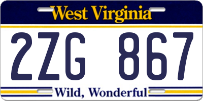 WV license plate 2ZG867