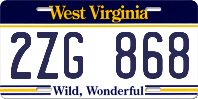 WV license plate 2ZG868